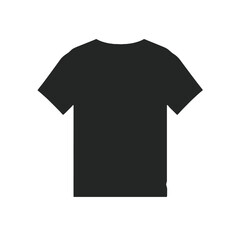 Isolated black t-shirt on a white background, showcasing a simple, blank design for apparel mockup or template use.