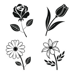 Set of pink floral vector elements with roses leaves and decorative nature patterns for spring and summer design