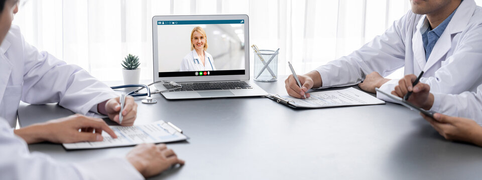 Doctor video call online by brisk telemedicine software application for virtual meeting with patient