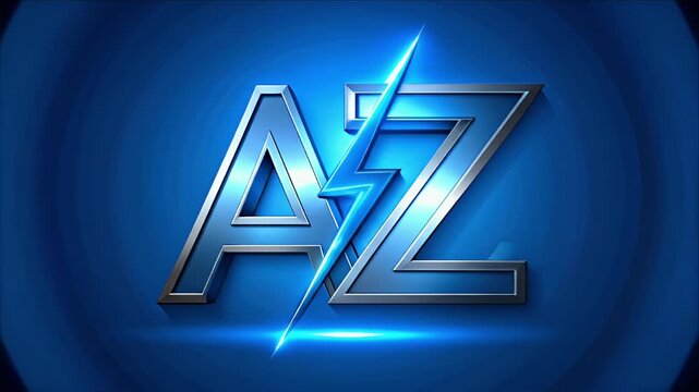 A stylized emblem with letters and a lightning bolt, on a blue gradient