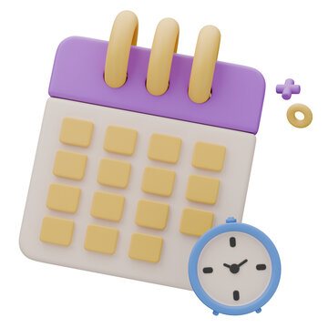 3d icon calendar with clock schedule appointment announce.