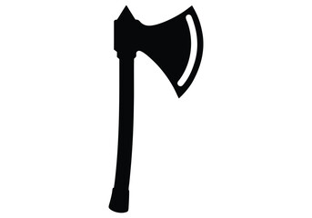 Vector art of a black silhouette of an axe, isolated on a white background