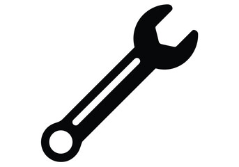 Vector art of a black silhouette of a wrench tool, isolated on a white background