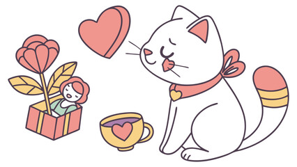 Fototapeta premium Peaceful expression on a Cat in a Mother’s Day theme – Thanks Mom vector art