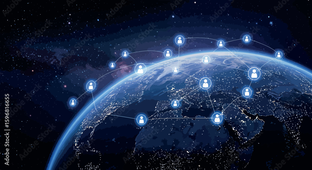 Poster global networking connections across a digitally connected world