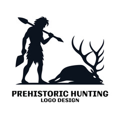 Prehistoric Hunting Vector Logo Design 