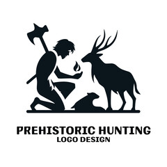 Prehistoric Hunting Vector Logo Design 
