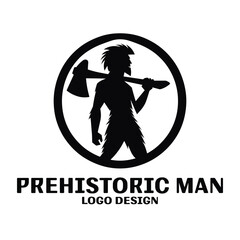 Prehistoric Man Vector Logo Design 