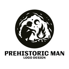Prehistoric Man Vector Logo Design 