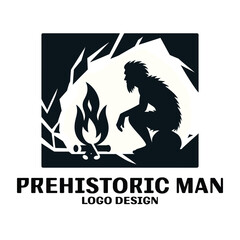 Prehistoric Man Vector Logo Design 