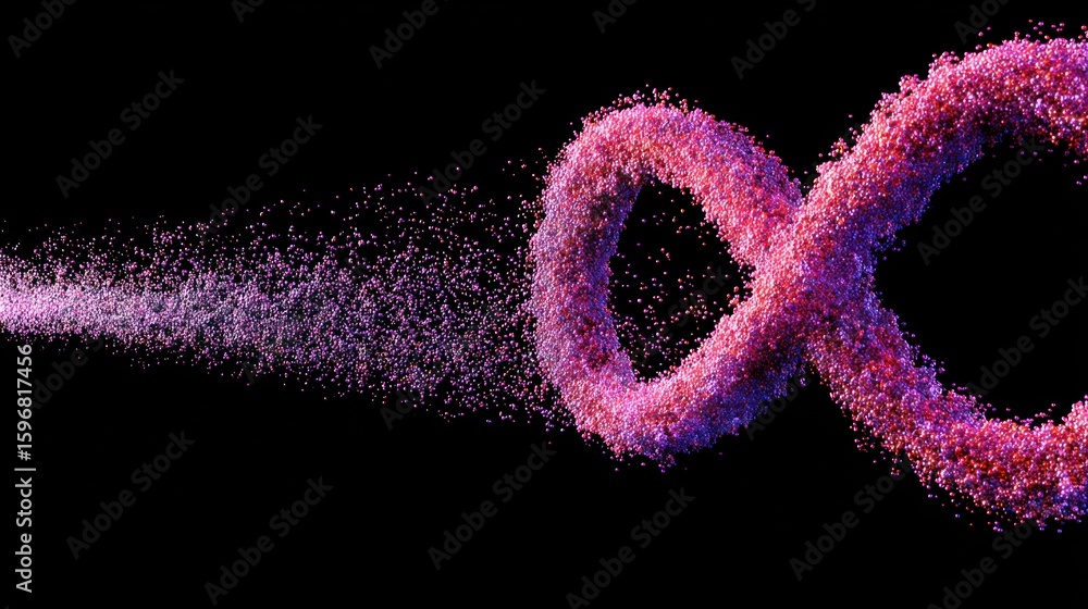 Poster abstract infinity symbol with particle effect.