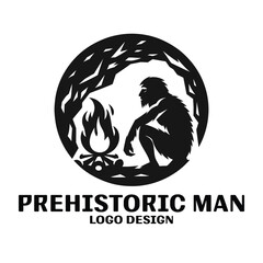 Prehistoric Man Vector Logo Design 