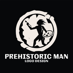 Prehistoric Man Vector Logo Design 
