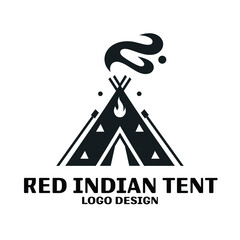 Red Indian Tent Vector Logo Design 
