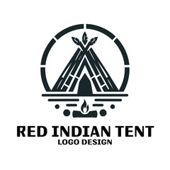 Red Indian Tent Vector Logo Design 