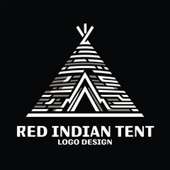 Red Indian Tent Vector Logo Design 