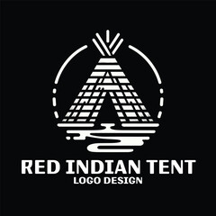 Red Indian Tent Vector Logo Design 