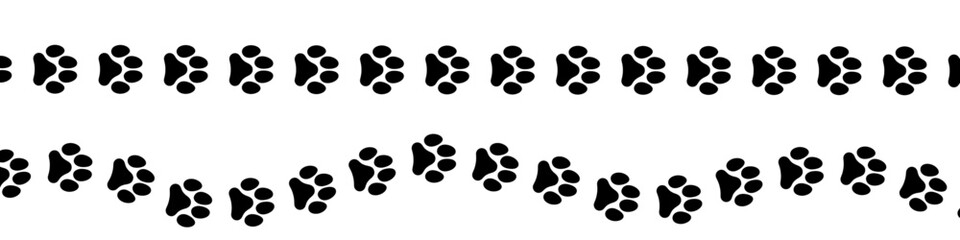 a playful trail of paw prints winding across the scene. Cat and dog paw print silhouette vector – diagonal animal tracks for t-shirts, patterns, websites, greeting cards, and kids' designs