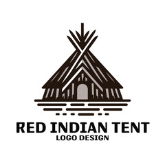 Red Indian Tent Vector Logo Design 