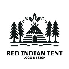 Red Indian Tent Vector Logo Design 