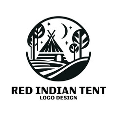 Red Indian Tent Vector Logo Design 