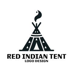 Red Indian Tent Vector Logo Design 
