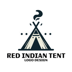 Red Indian Tent Vector Logo Design 