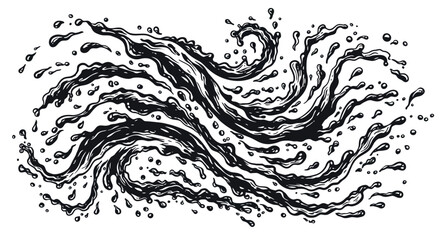 Dynamic ink splash: flowing waves and abstract liquid illustrations in motion