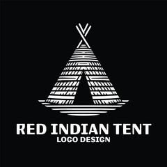 Red Indian Tent Vector Logo Design 