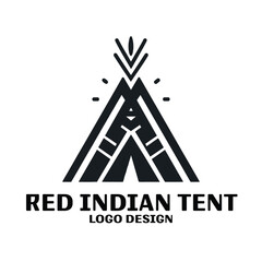 Red Indian Tent Vector Logo Design 