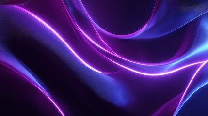 Naklejka premium 3d render abstract background illuminated with violet blue neon light glowing wavy lines curvy shapes futuristic minimal wallpaper