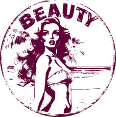 grunge rubber stamp that says beauty