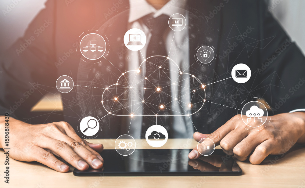 Poster cloud computing enables cloud, service, and network integration for digital transformation, data acc