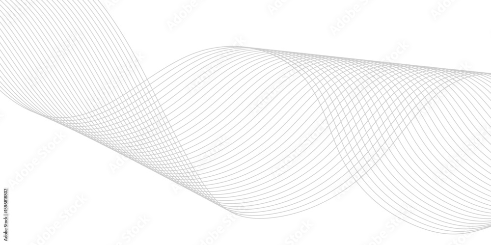 Poster abstract technology lines on white background. undulate grey wave swirl, frequency sound wave, twist