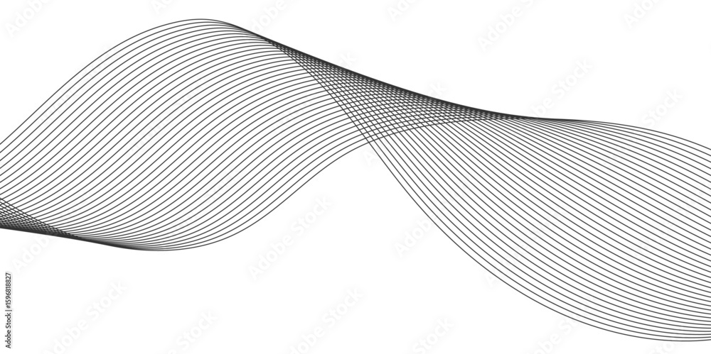 Poster abstract technology lines on white background. undulate grey wave swirl, frequency sound wave, twist