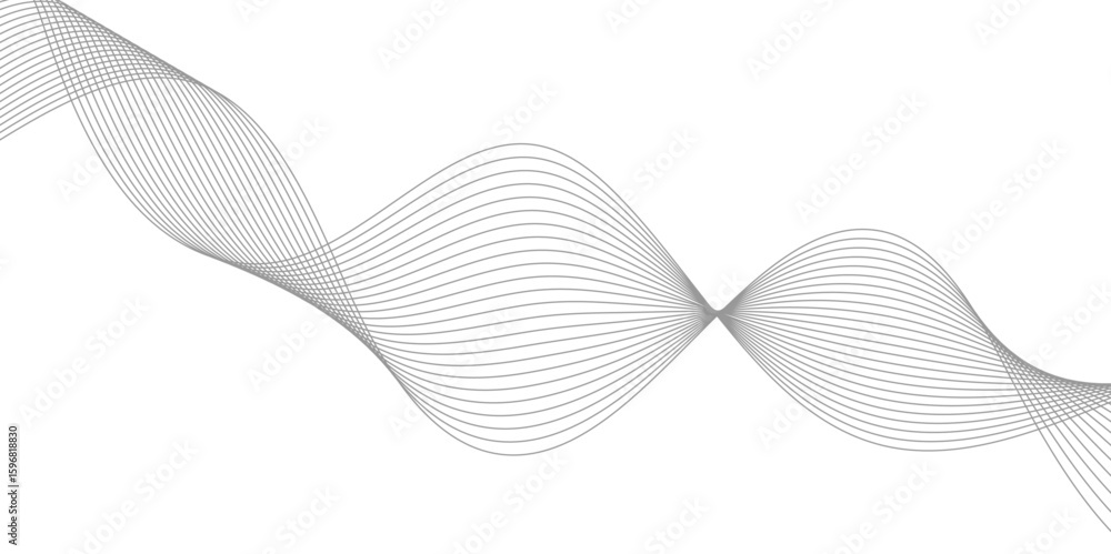 Poster abstract technology lines on white background. undulate grey wave swirl, frequency sound wave, twist