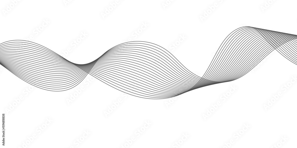Poster abstract technology lines on white background. undulate grey wave swirl, frequency sound wave, twist