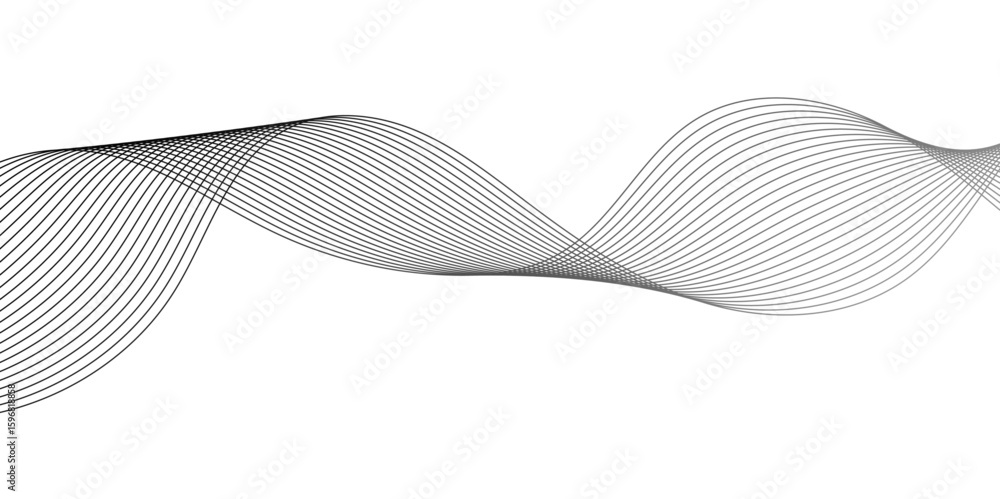 Poster abstract technology lines on white background. undulate grey wave swirl, frequency sound wave, twist