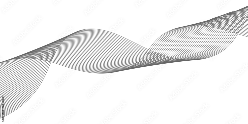 Poster abstract technology lines on white background. undulate grey wave swirl, frequency sound wave, twist