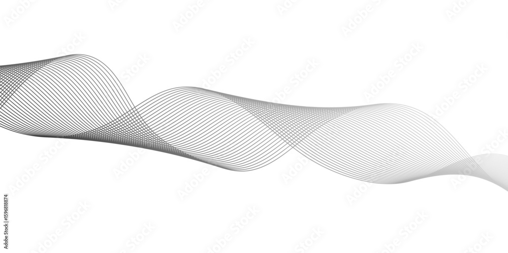 Poster abstract technology lines on white background. undulate grey wave swirl, frequency sound wave, twist