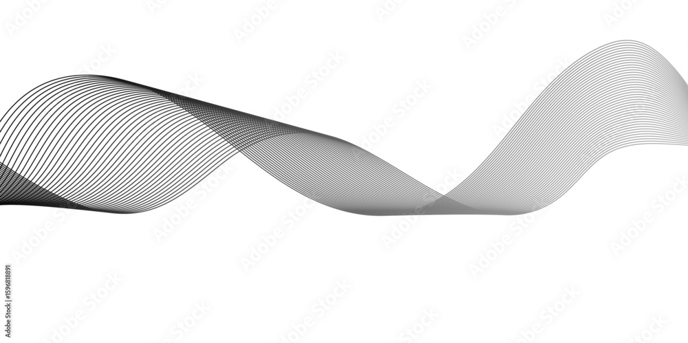 Poster abstract technology lines on white background. undulate grey wave swirl, frequency sound wave, twist
