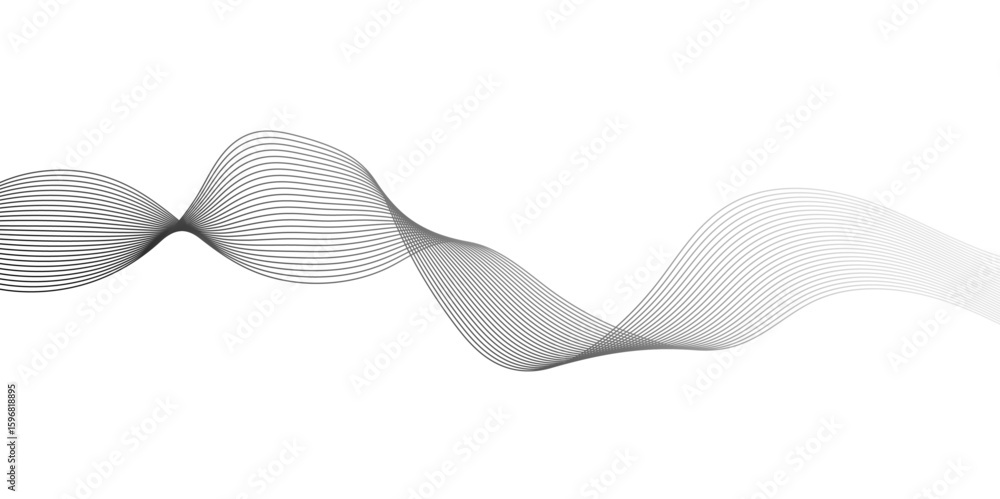 Poster abstract technology lines on white background. undulate grey wave swirl, frequency sound wave, twist