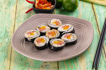 Koream homemade roll Kimbap with nori seaweed