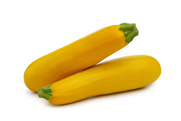 Yellow zucchini on a white isolated background