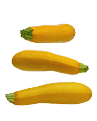 Yellow zucchini on a white isolated background