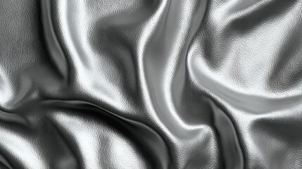 Obraz premium A metallic silver leather texture with a smooth reflective surface, AI Generated