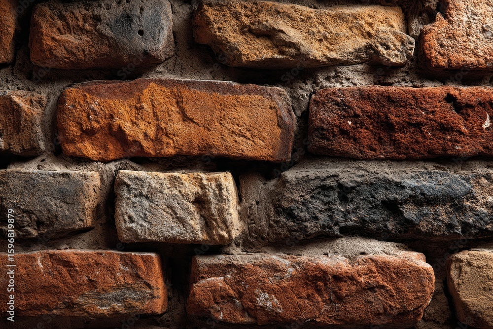 Poster close up of uneven bricks forming a textured background, suitable for design projects