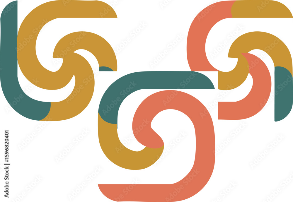Aufkleber abstract interlocking geometric shapes in green, orange, and yellow vector design with modern style 