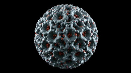 Visualization of a Virus Structure: Detailed 3D Render on a Black Background for Scientific - Powered by Adobe