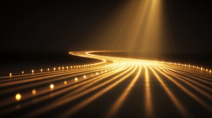 Golden light path with glowing dots.